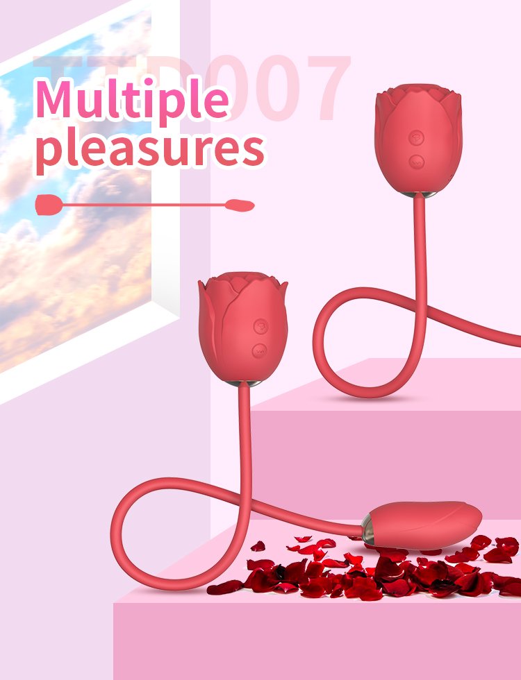 New style sex toy double-headed vibrating egg female suction rose flower clitoris masturbation orgasm adult sex toy