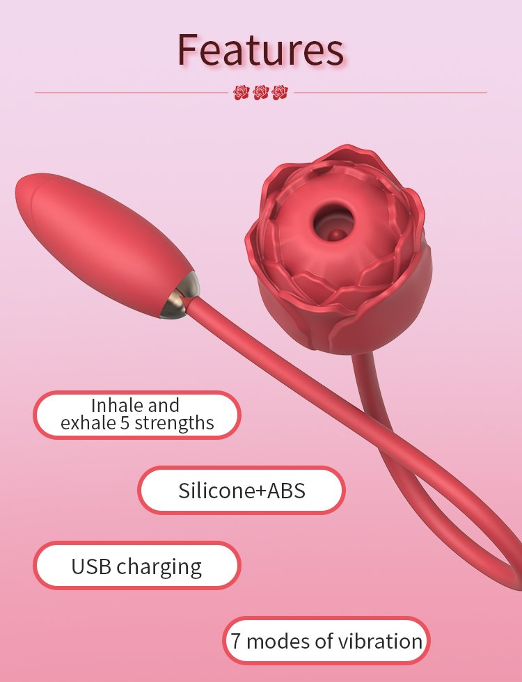 New style sex toy double-headed vibrating egg female suction rose flower clitoris masturbation orgasm adult sex toy - Image 3