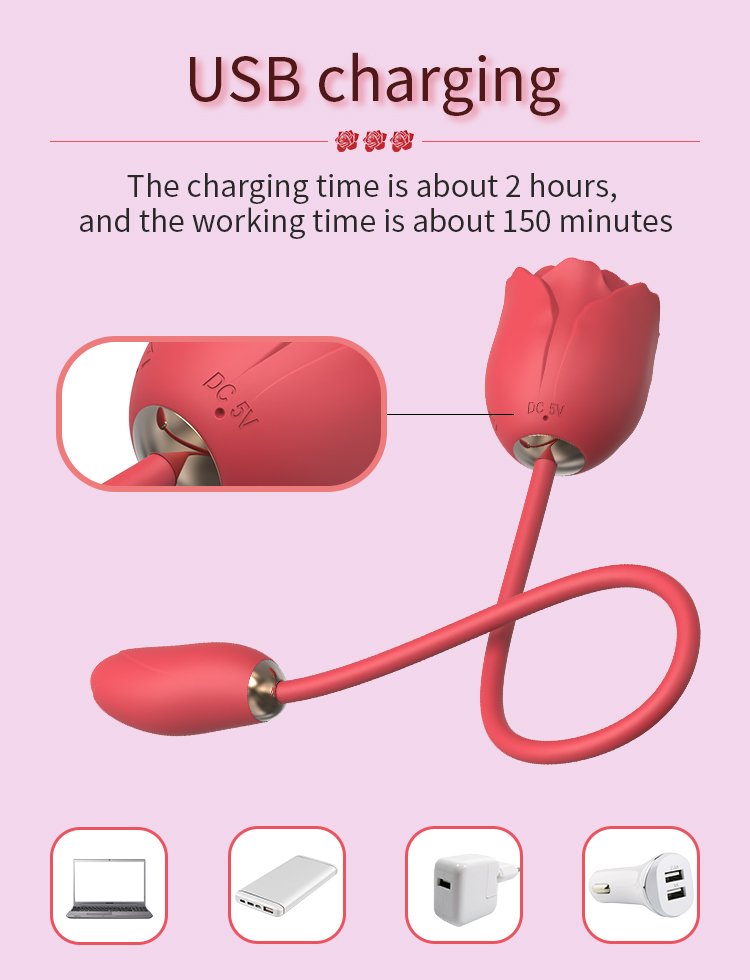 New style sex toy double-headed vibrating egg female suction rose flower clitoris masturbation orgasm adult sex toy - Image 6
