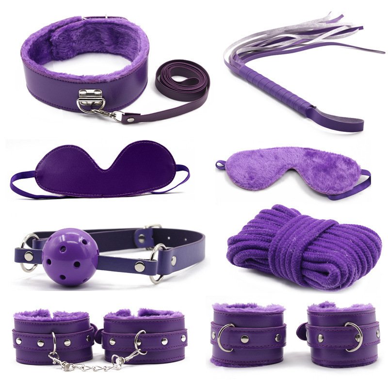 New style sex toy seven-piece set plush leather bondage rope restraint set alternative couple flirting adult use - Image 2