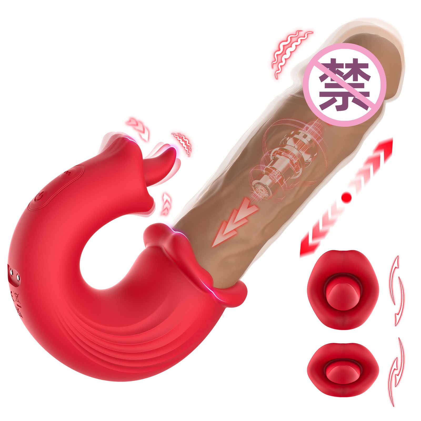 Female telescopic tongue-licking vibrating wand orgasm masturbator couple adult bed sex toy - Image 2