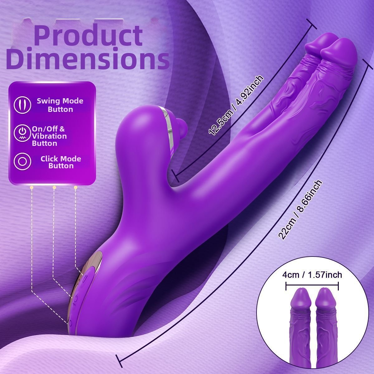 Double-headed vibrator female clitoris stimulation finger moving masturbator adult sex orgasm AV massage wand - Image 3