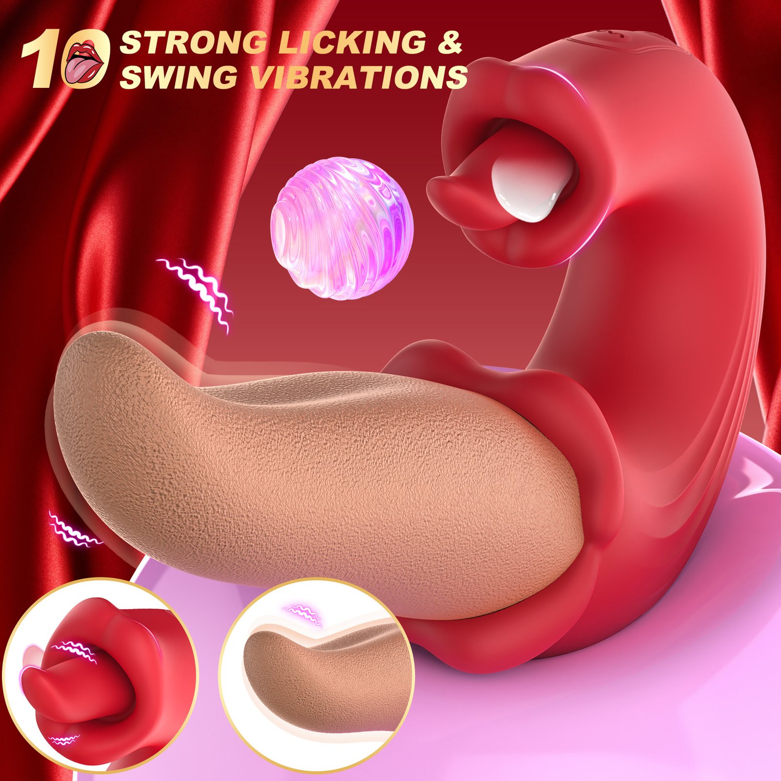 New product female realistic tongue vibrating masturbator tongue-licking vibrating wand adult flirting sex toy - Image 3