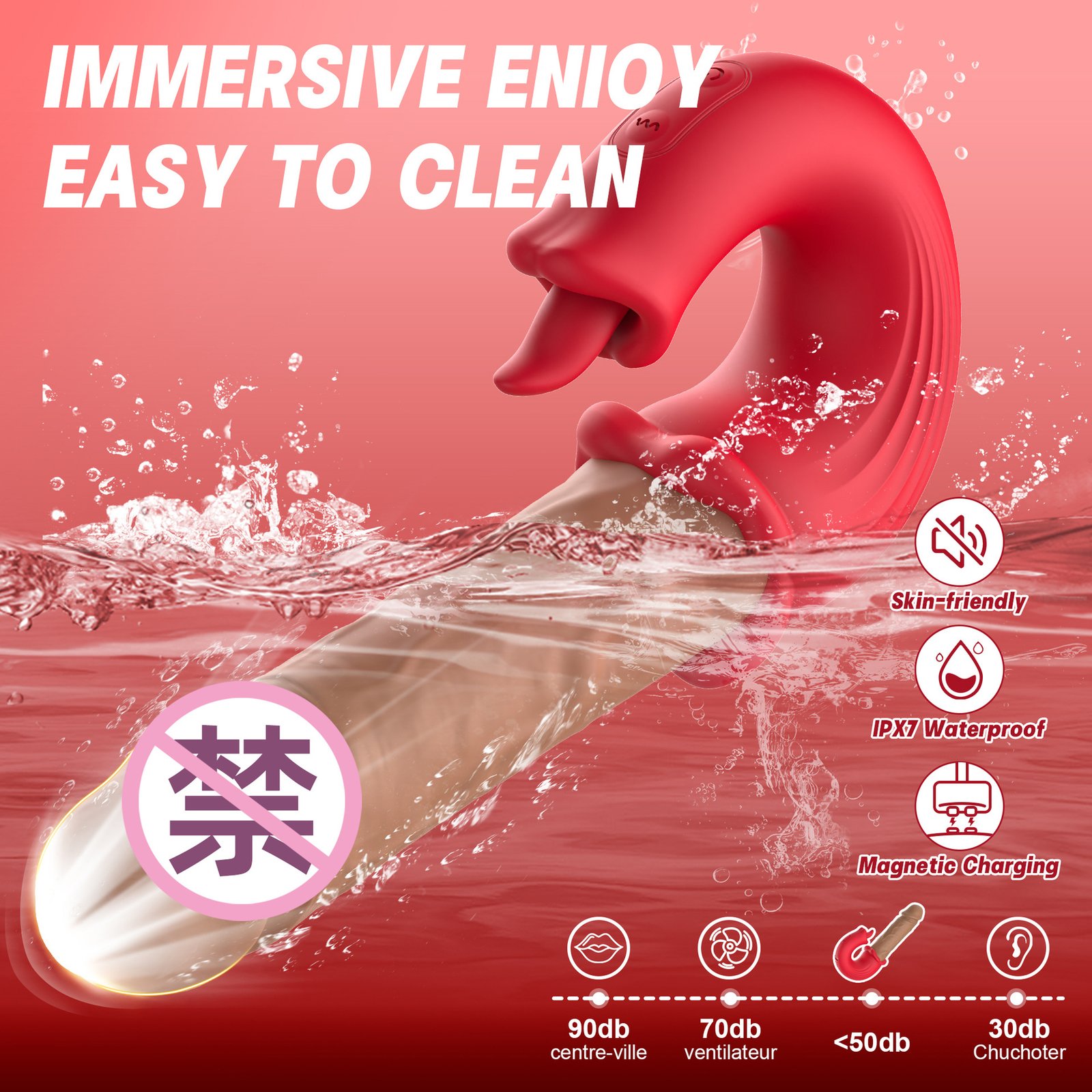 Female telescopic tongue-licking vibrating wand orgasm masturbator couple adult bed sex toy